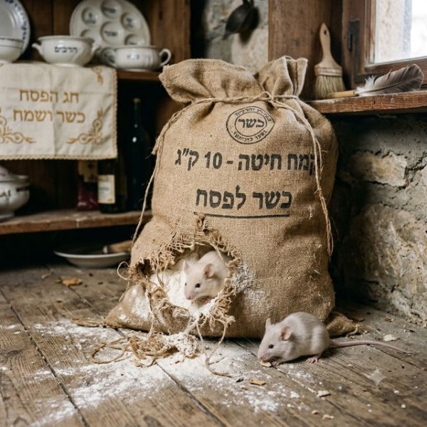 שק קמח שכרסמו בו עכברים בפסח