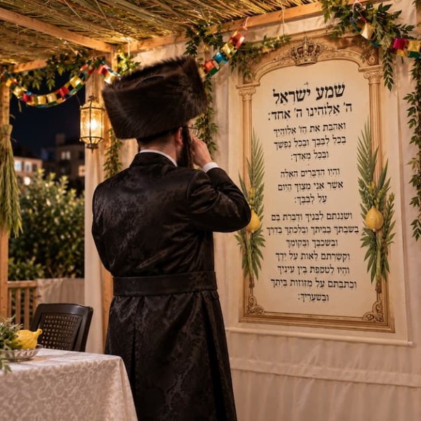  בסוכה סגי לקרא פרשה ראשונה של קריאת שמע – כמו בליל שימורים